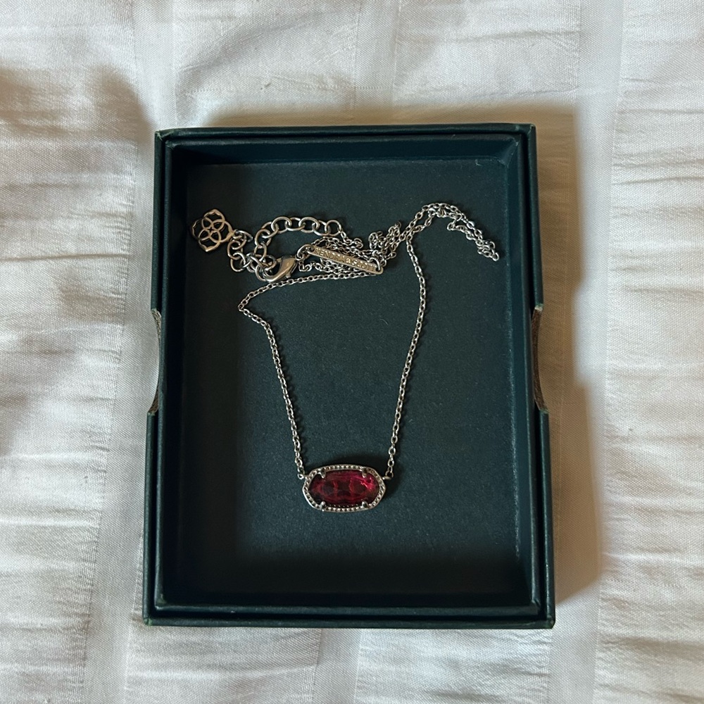 kendra scott silver garnet necklace